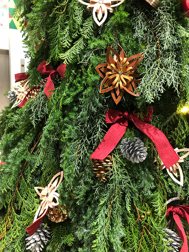 京都市内商業施設 クリスマス装飾 【生の針葉樹ツリー】